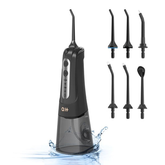 Professional Cordless Water Dental Flosser For Teeth, Gums, Braces, Dental Care, Rechargeable, Portable, and Waterproof, Black