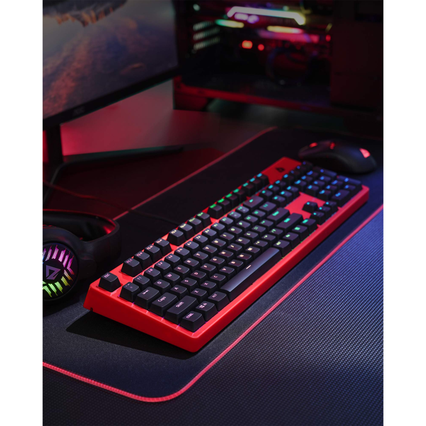 Load image into Gallery viewer, Mechanical Gaming Keyboard,RGB LED Rainbow Backlit Wired Keyboard with Red Switches for Laptop, PC (104 Keys, Black)
