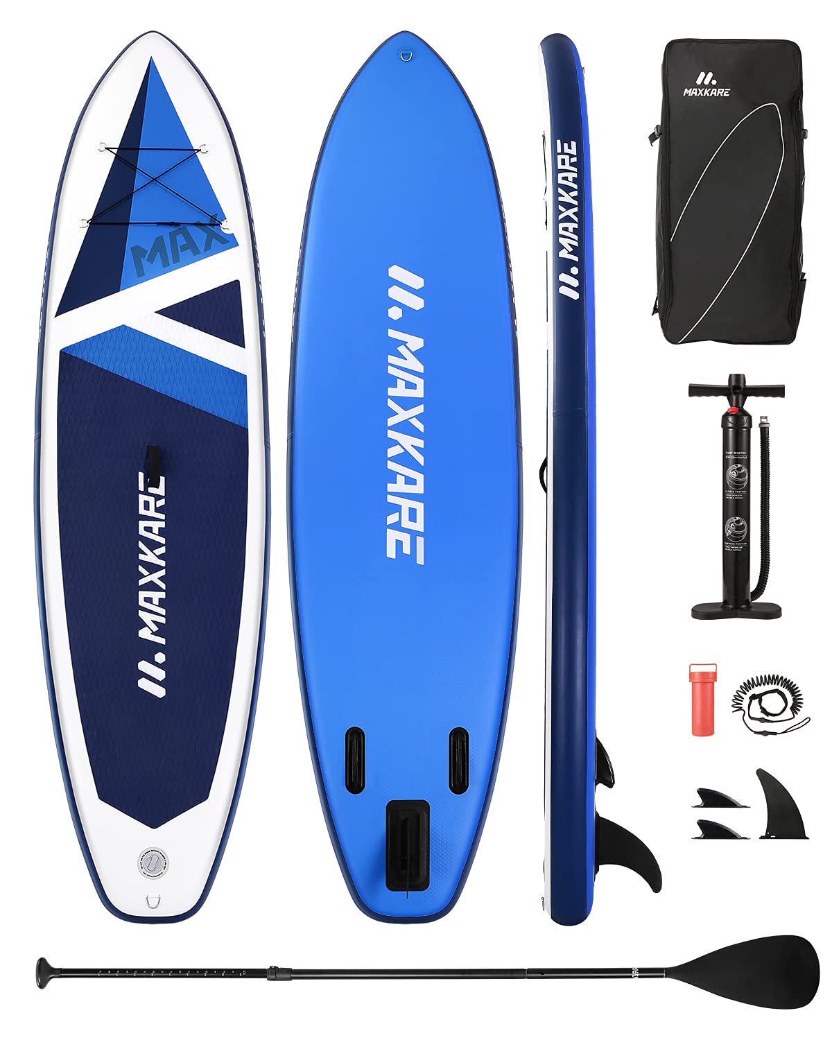 Load image into Gallery viewer, MaxKare 10.6&#39; Inflatable Stand Up Paddle Board Thick Premium Paddle Board, Dual Action Pump, Backpack Portable for Youth Adult Have Fun
