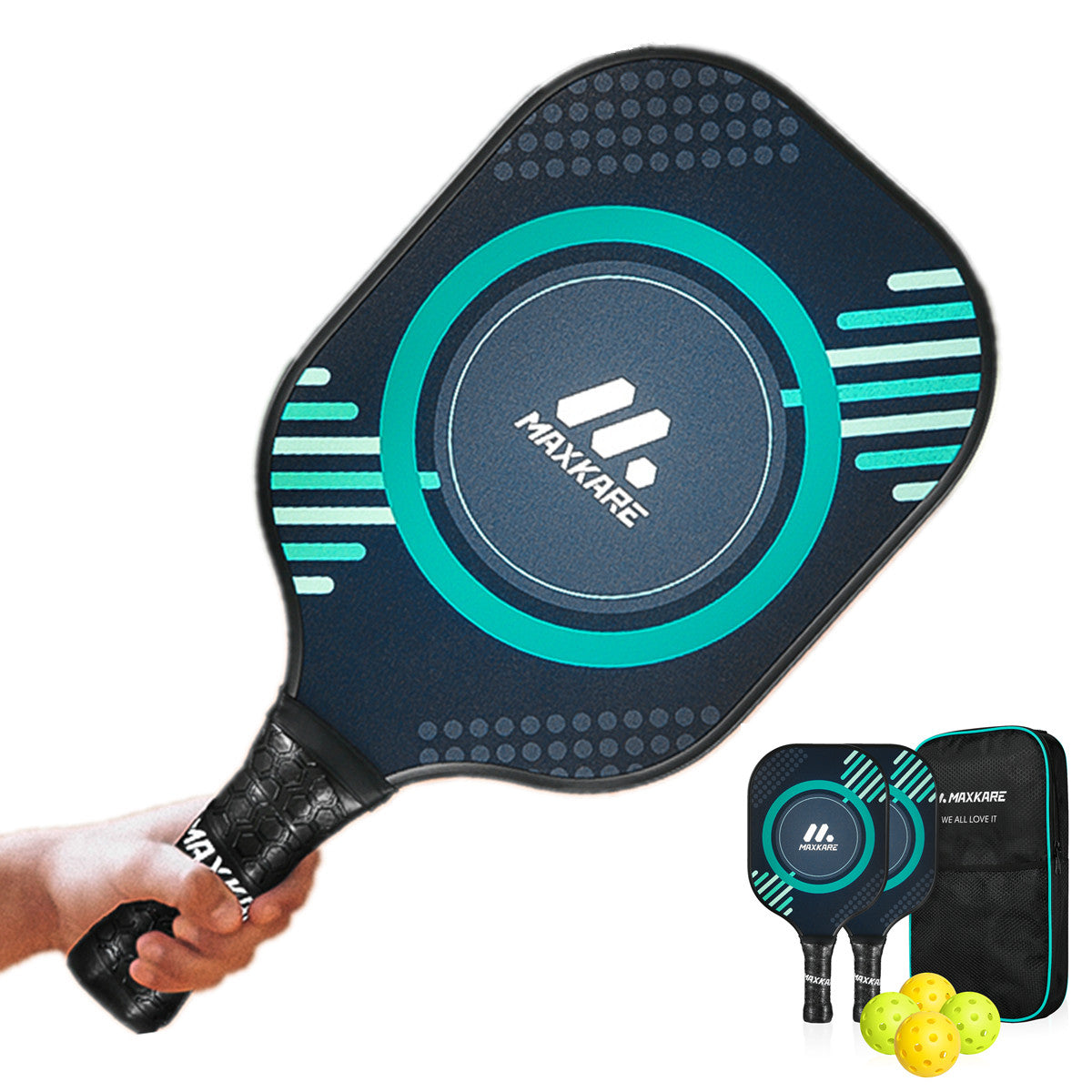 Load image into Gallery viewer, Maxkare Pickleball Paddle Set, Included 2 Paddles and 3 Balls with Mesh Carry Bag Lightweight Pickle-Ball Equipment for Men and Women
