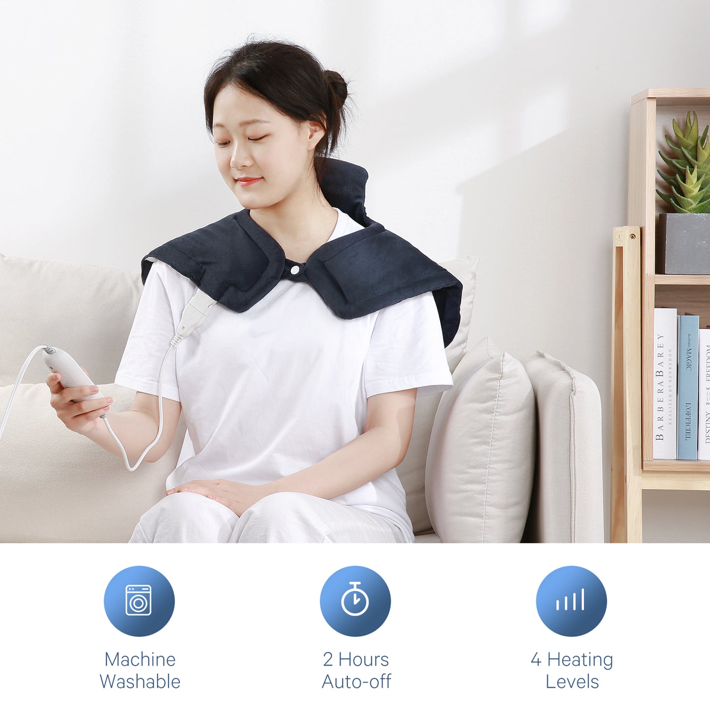 Maxkare 22x16inch Heating Pad for Back and Shoulder, Heat Wrap with Fast-Heating and 4 Heat Settings, 2 Hours Auto Shut Off Available, Dark Blue