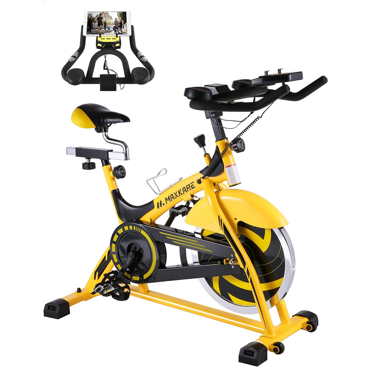 MaxKare 44lbs Flywheel Exercise Bike Stationary Bike Belt Drive with Pulse Sensor/LCD Monitor/Ipad Mount/ Adjustable Handlebar Indoor Cycling Bike for Home Cardio Workout