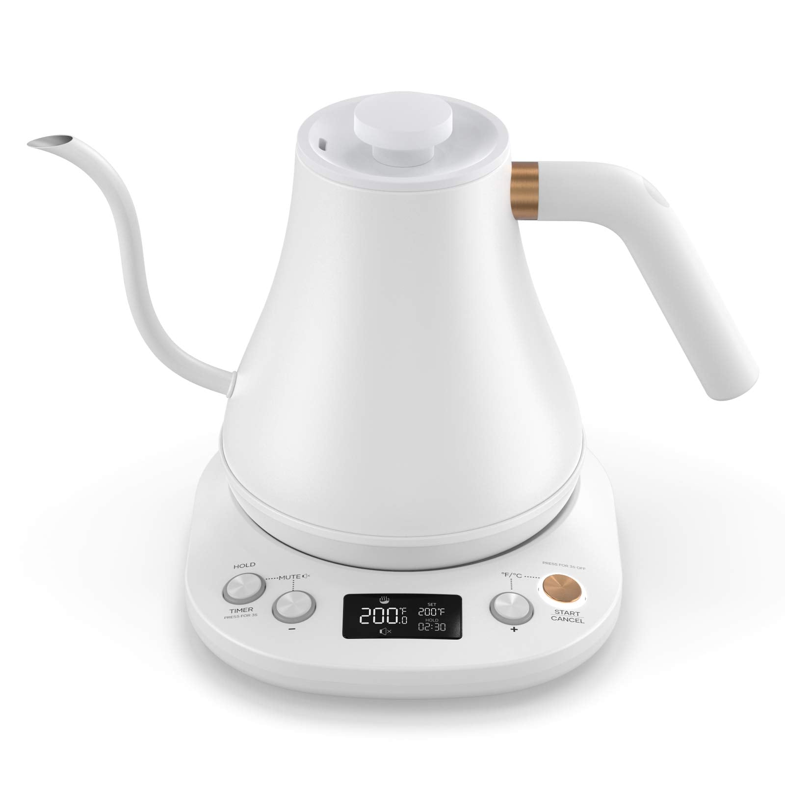 Load image into Gallery viewer, Willsence Electric Gooseneck Coffee Kettle with Temperature Control, 1200W Pour Over Electric Kettle for Coffee and Tea, 100% Stainless Steel Inner Lid and Bottom, Matte White
