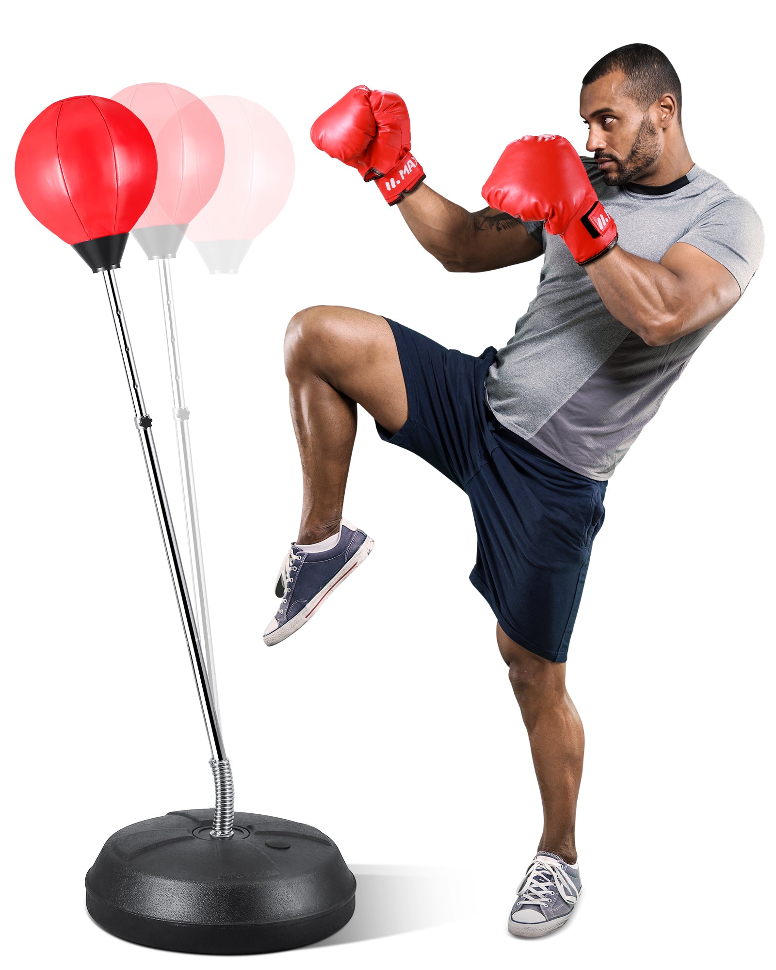 Load image into Gallery viewer, Maxkare Punching Bag with Base &amp; Boxing Gloves 47-59&quot; Adjustable Height For Adults &amp; Kids, Punching Ball Boxing Free Standing Boxing Set for Home Gym Workout Fitness
