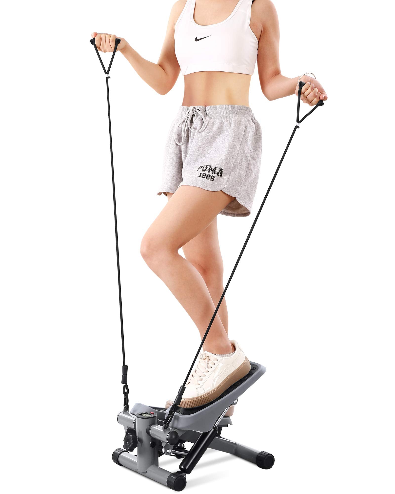 Load image into Gallery viewer, MaxKare Stepper for Exercise Stepper with Resistance Bands Aerobic Motor Adjustable Portable Hydraulic Cylinder LCD Display Fitness 220Lbs Weight Capacity Use by Adult &amp; Kid &amp; Teenager
