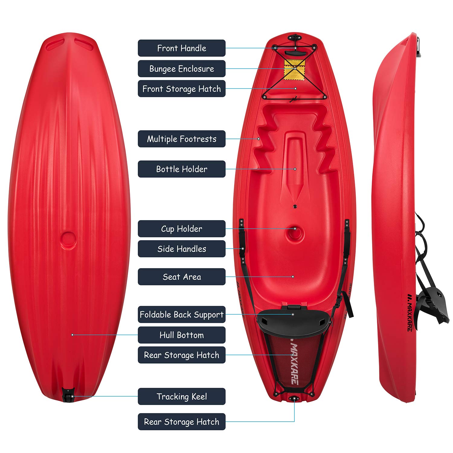 Load image into Gallery viewer, MaxKare Youth Kids Kayak with Paddle 6ft Fishing Kayak, Red 121 lbs Capacity, 6&#39;1&#39;&#39;L x 24.6&#39;&#39;W x8.8&#39;&#39;H
