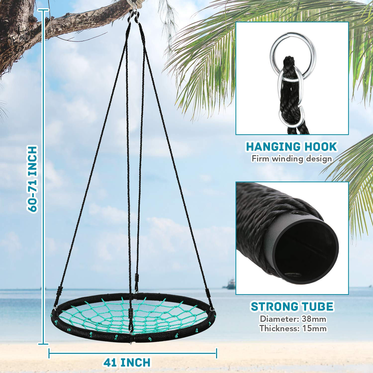 Load image into Gallery viewer, MaxKare 41&#39;&#39; Web Tree Swing Saucer Spider Swing Adjustable Detachable Nylon Rope Swing, Maximum Load of 600 Lbs, Indoor Outdoor Play Set Christmas Gift for Kids
