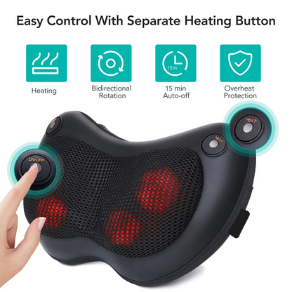 Naipo Electric Back Massage Pillow Shiatsu Neck and Shoulder Massager with Soothing Heat, Deep Kneading Massager for Full Body Muscle Relax, Gift