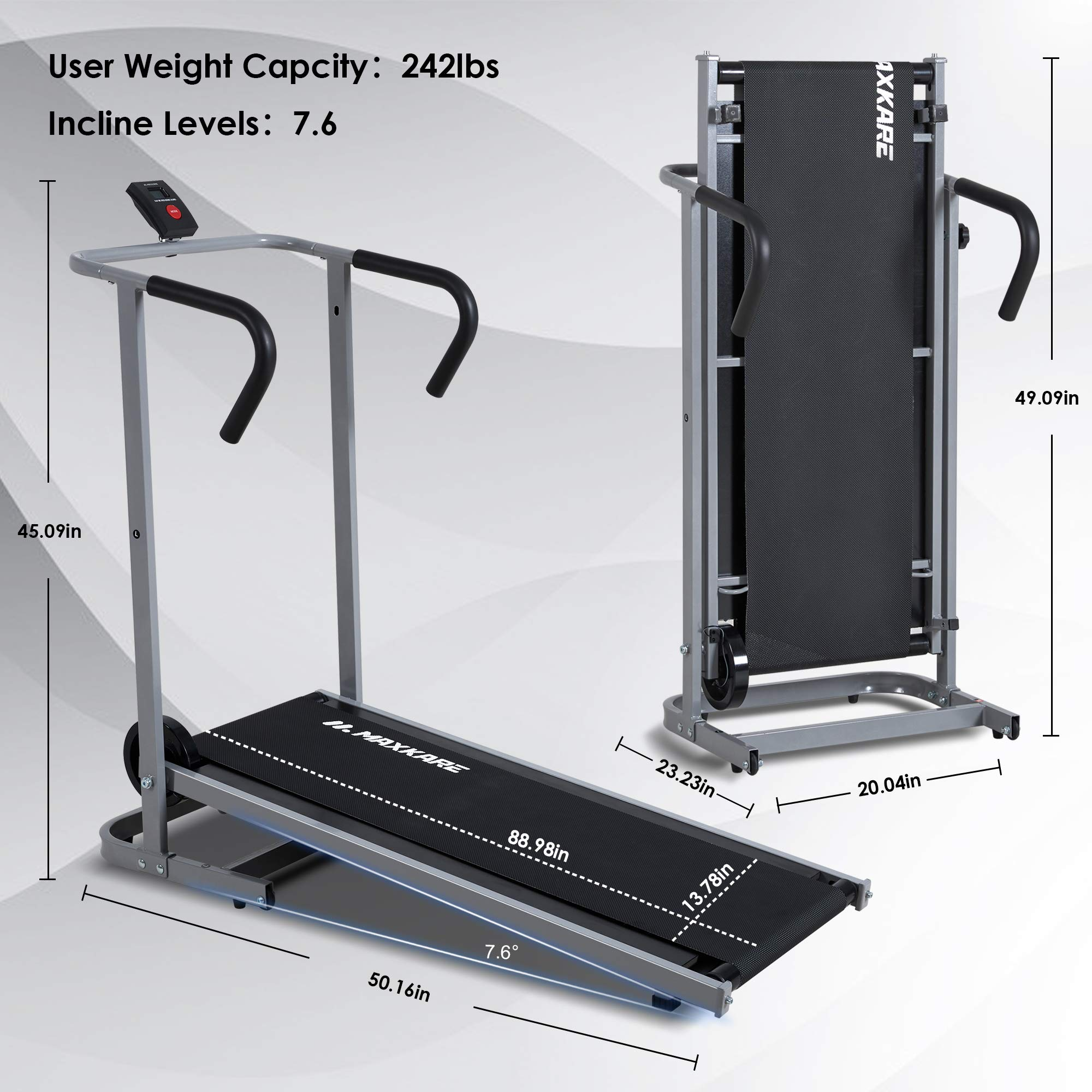 Load image into Gallery viewer, MaxKare Manual Walking Treadmill with LCD Monitor &amp; Portable Wheels Lightweight Mechanical Treadmill for Small Space at Home
