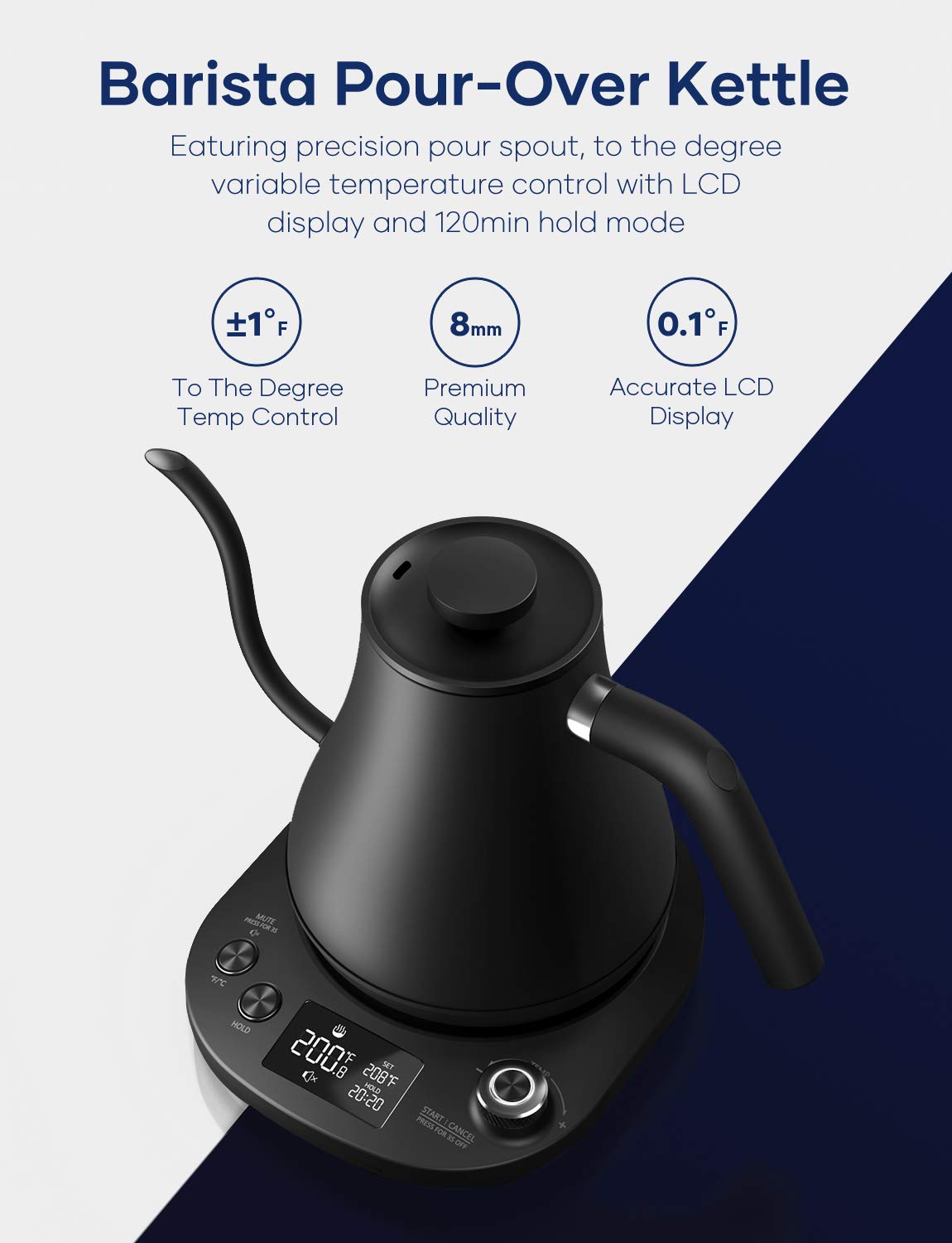 Load image into Gallery viewer, Willsence Electric Gooseneck Coffee Kettle with Temperature Control, 1200W Pour Over Electric Kettle for Coffee and Tea, Black
