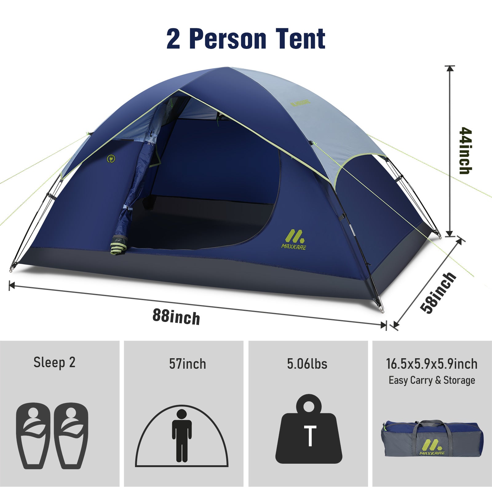 Load image into Gallery viewer, Maxkare 2 person Camping Tent
