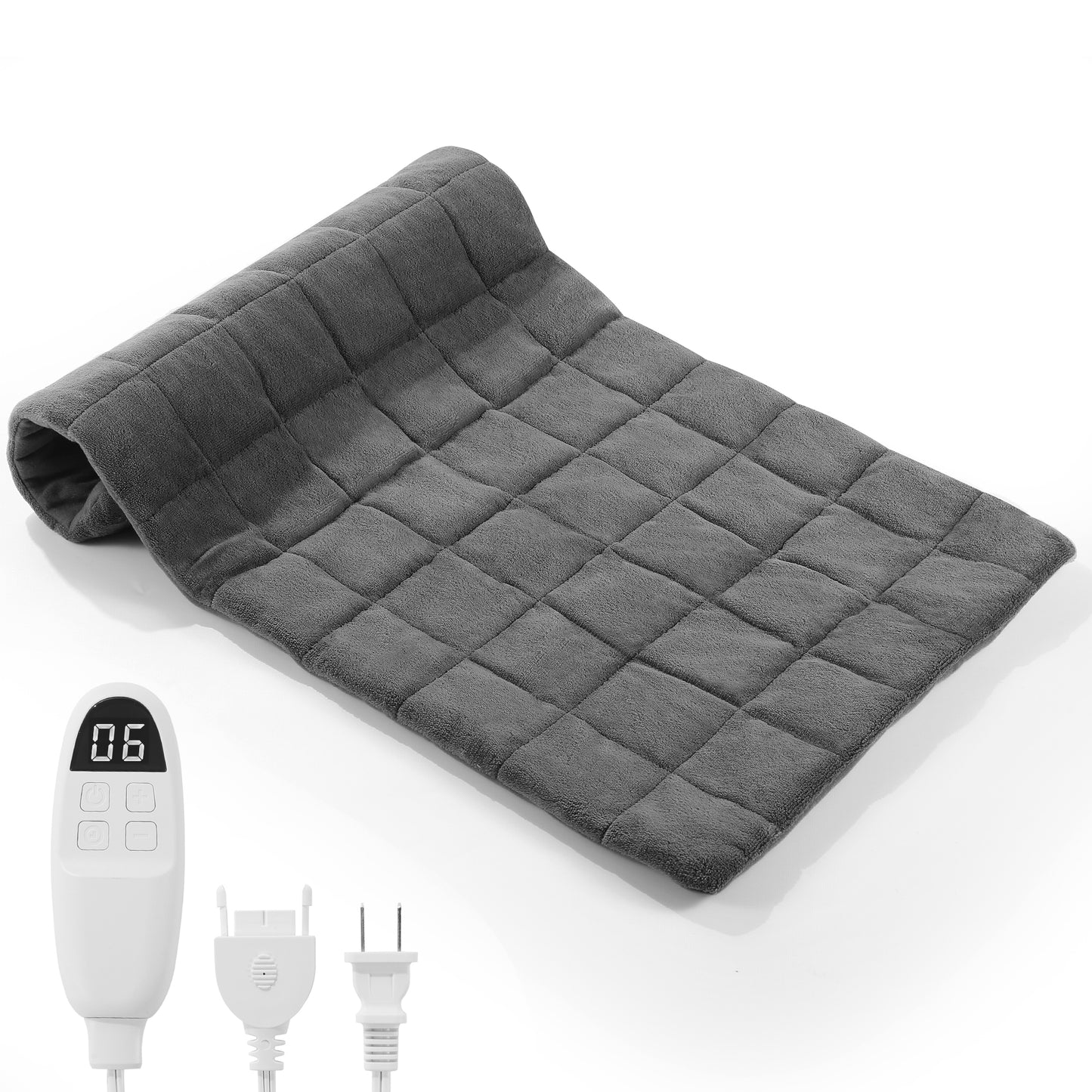 MaxKare Full Weighted Heating Pad for Back Pain & Cramps Relief, 18" X 33" Fast Heating Pad for Neck Shoulder Relief-Grey