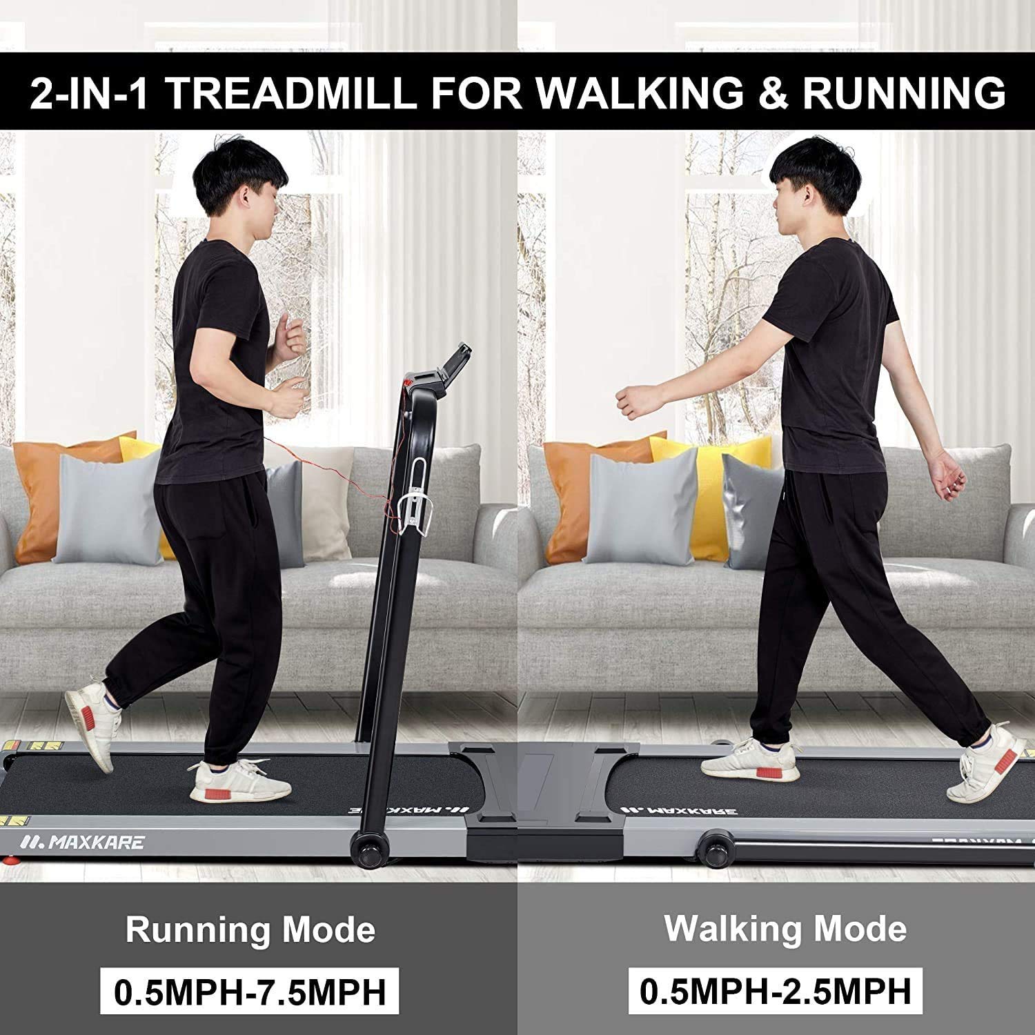 Load image into Gallery viewer, MaxKare Folding Electric Treadmill, 2 In 1 Walking Running Machine with Remote Control Flat Under Desk Treadmill For Gifts
