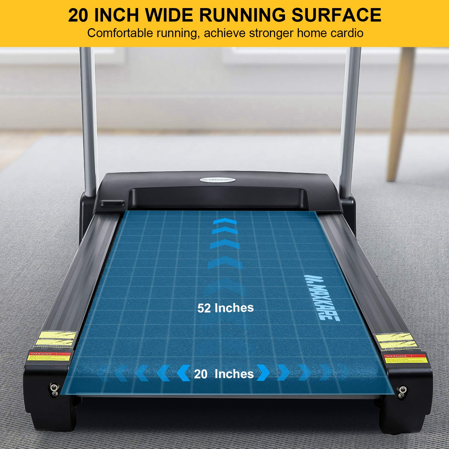 MaxKare 3HP Folding Treadmill with 15 Auto Incline 10 MHP