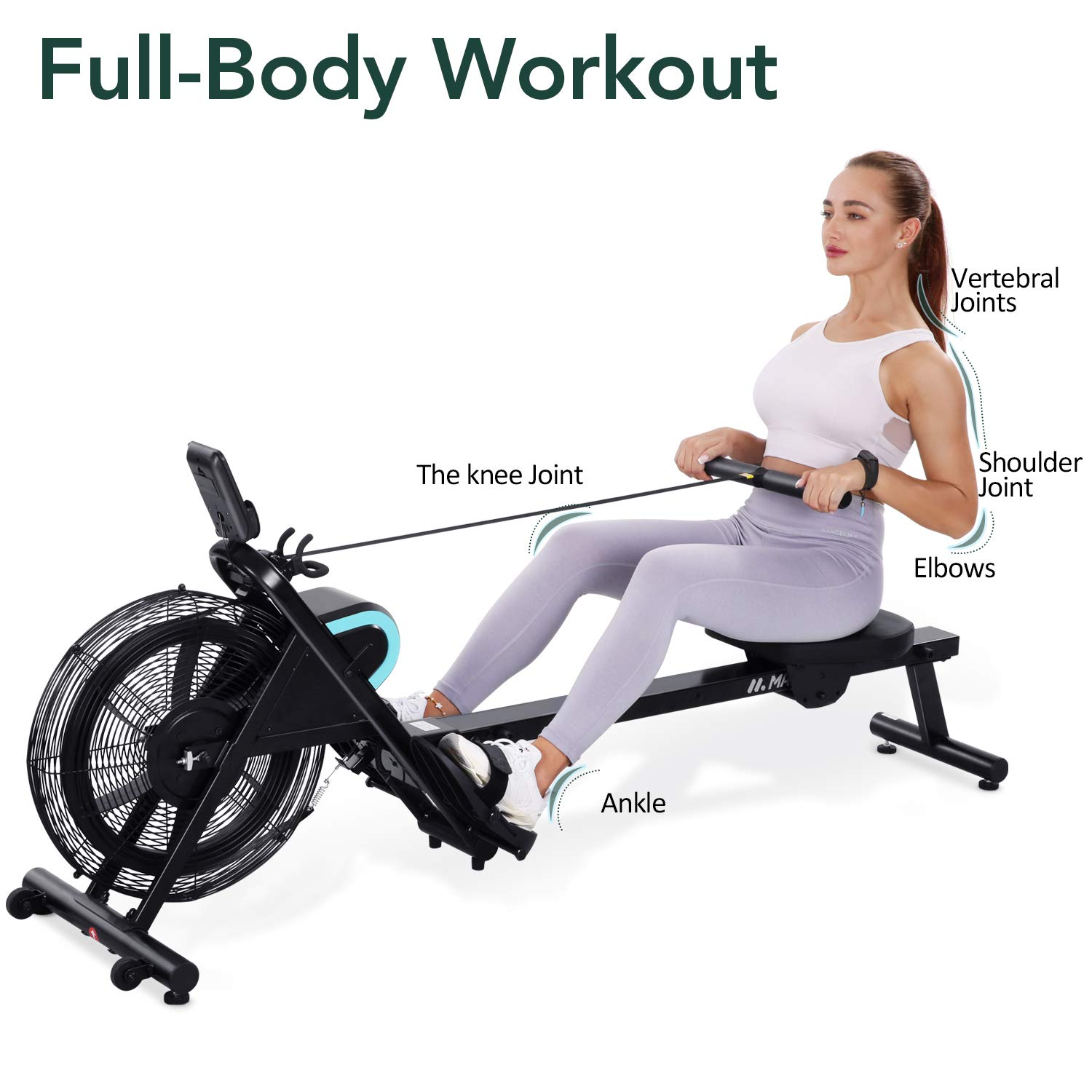 Load image into Gallery viewer, MaxKare Rowing Machine Foldable Rower for Home Use Air Resistance Adjustable with LCD Monitor &amp; Pad Holder for Losing Weight and Increasing Strength Training Exercise at Home
