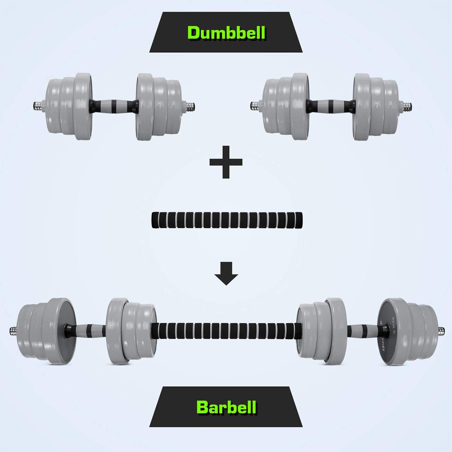 Adjustable Dumbbell Barbell Weight Set, 44 LB Dumbbell Barbell Set with Connecting Rod Used as Barbell Weight Set for Exercises Fitness, Home Gym Weights for Men and Women