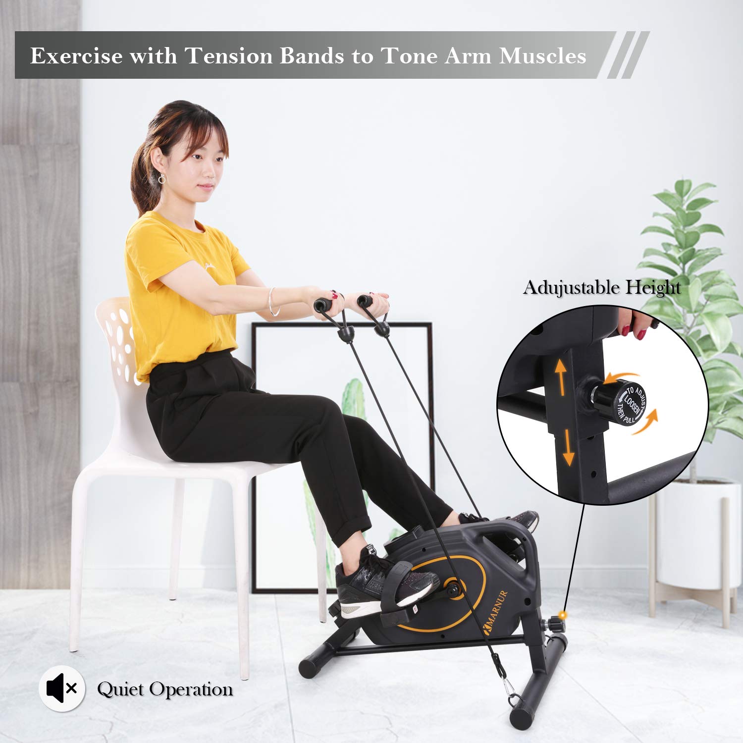 Load image into Gallery viewer, MARNUR Magnetic Under Desk Bike Pedal Exerciser Mini Exercise Bike Stationary Cycle for Arm /Leg Therapy Home/ Office
