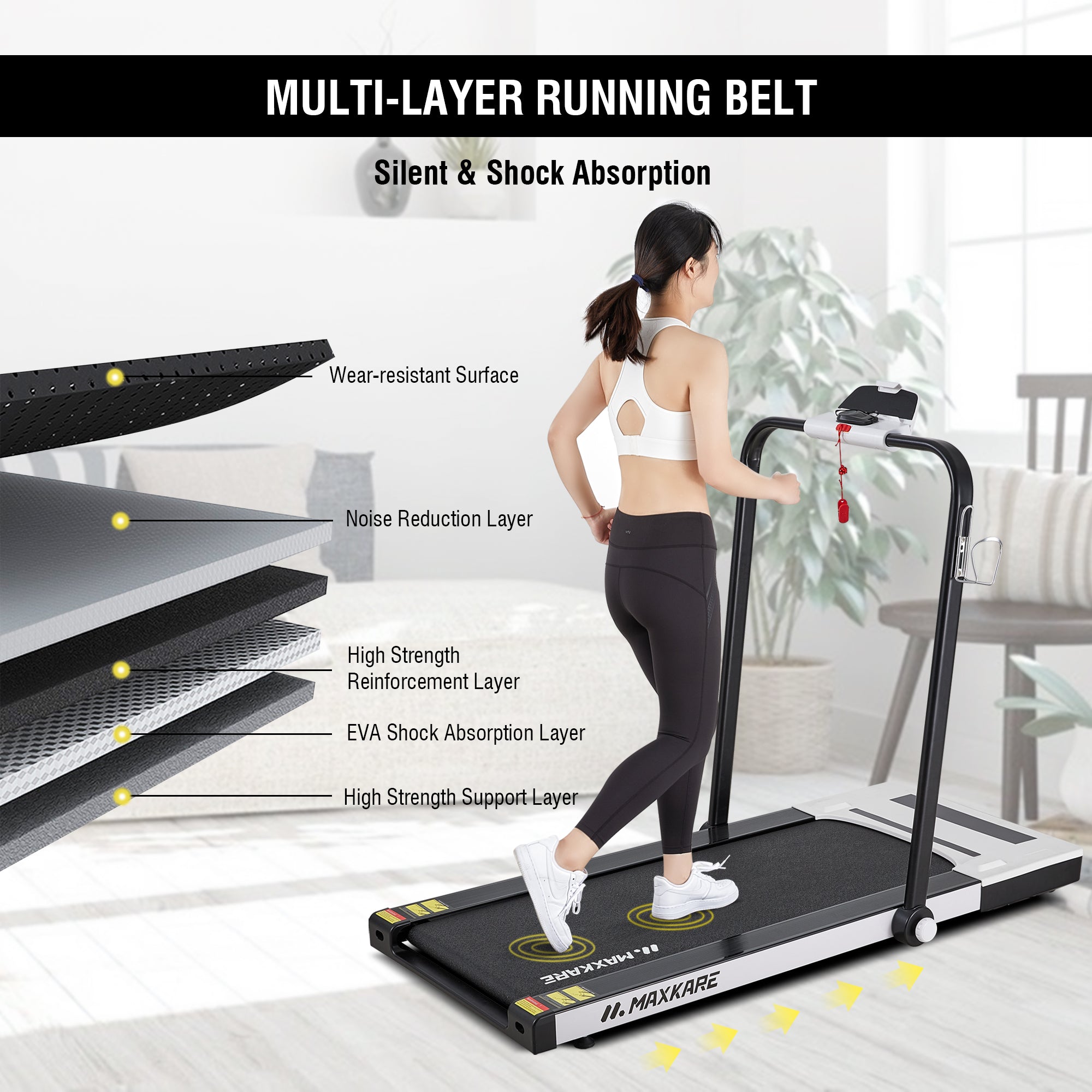 Load image into Gallery viewer, MaxKare 2.2HP Folding Electric Treadmill, 2-in-1 Walking &amp; Running Machine with Remote Control Flat Under Desk Treadmill for Home/Office, Installation-Free Space Saving
