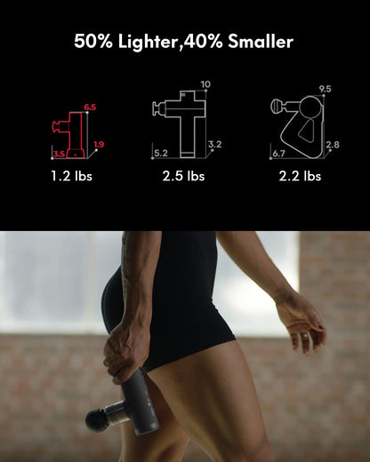 O'Yeet Massage Gun for Athletes, NEX Pro Mini Percussion Massager Gun, for Pain Relief, High-Intensity Vibration with Portable Case and Professional Training Guide, Grey