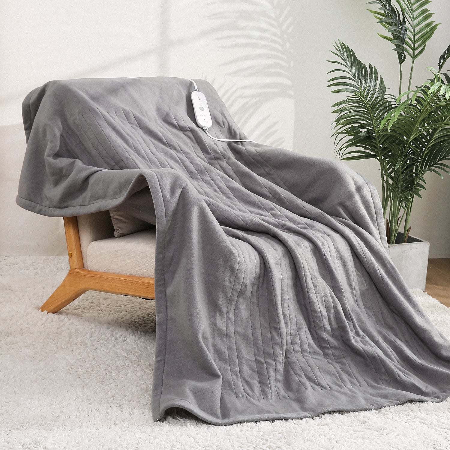 Load image into Gallery viewer, Electric Blanket 50x60inch Heated Throw Blanket with Adjustable Timer 4 Heating Levels, 6 Hours Auto-Off, Machine-Washable, Grey
