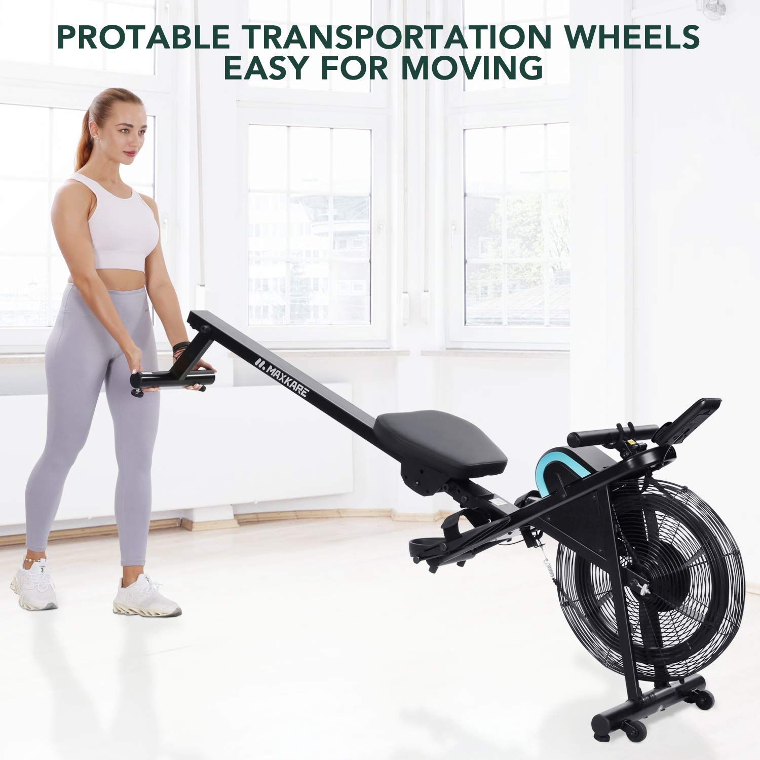 MaxKare Rowing Machine Foldable Rower for Home Use Air Resistance Adju