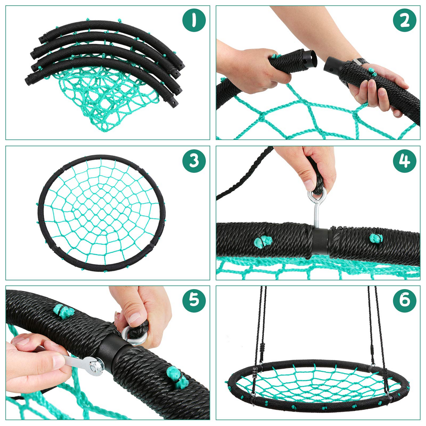 MaxKare 41'' Web Tree Swing Saucer Spider Swing Adjustable Detachable Nylon Rope Swing, Maximum Load of 600 Lbs, Indoor Outdoor Play Set Christmas Gift for Kids