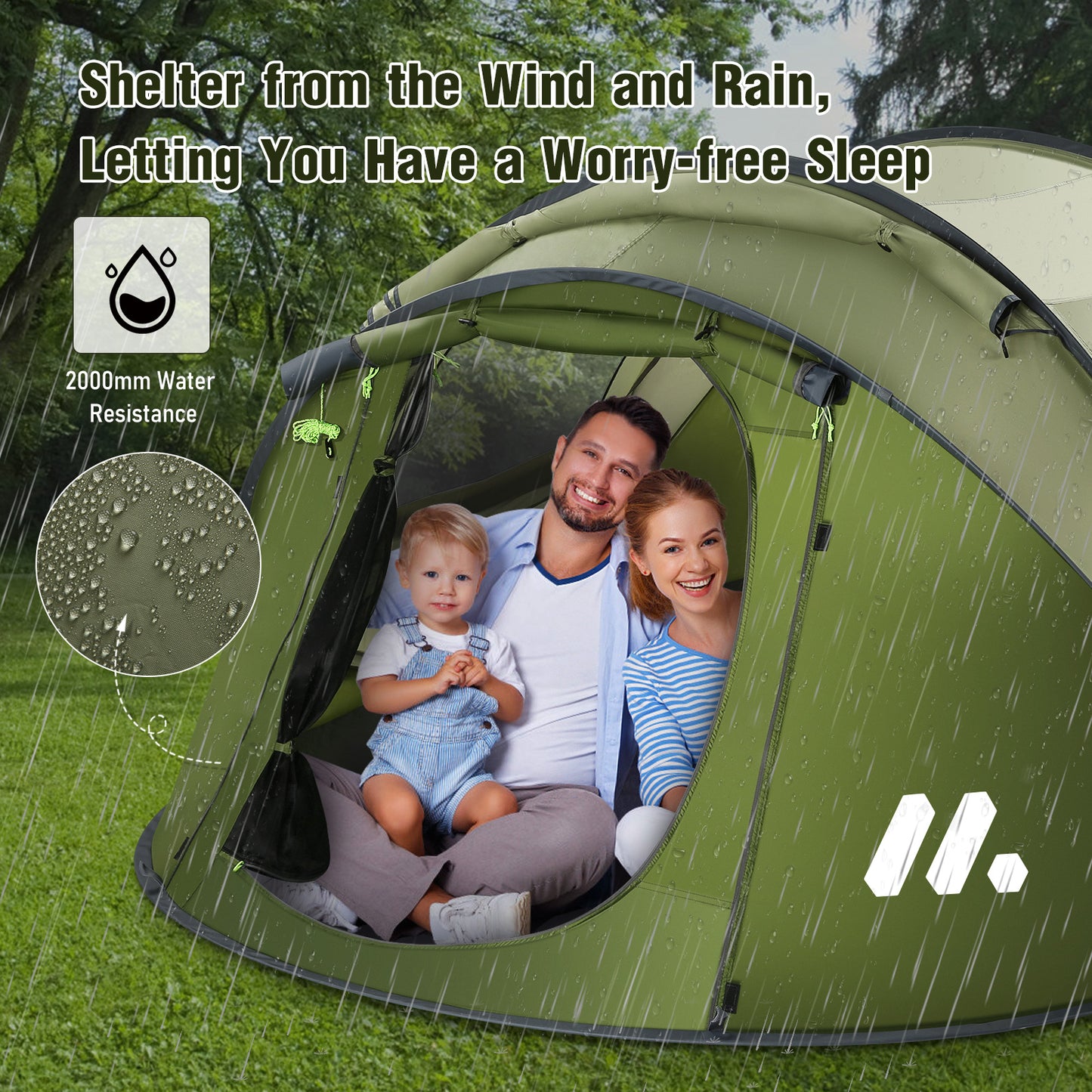 Maxkare 4 Person Instant Setup Tent with 2 Doors Automatic Easy Pop Up Family Tents Waterproof for Camping Hiking & Traveling