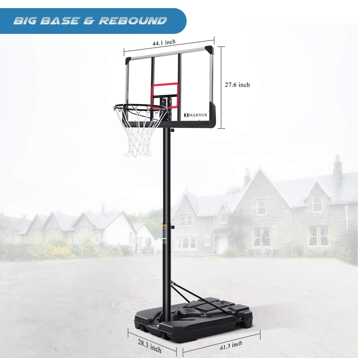 Load image into Gallery viewer, 44inch Basketball Hoop Basketball System, 6 ft 7 in to 10 ft Height Adjustable Portable Basketball Goal Basketball Equipment with Big Backboard &amp; Wheels and Large Base
