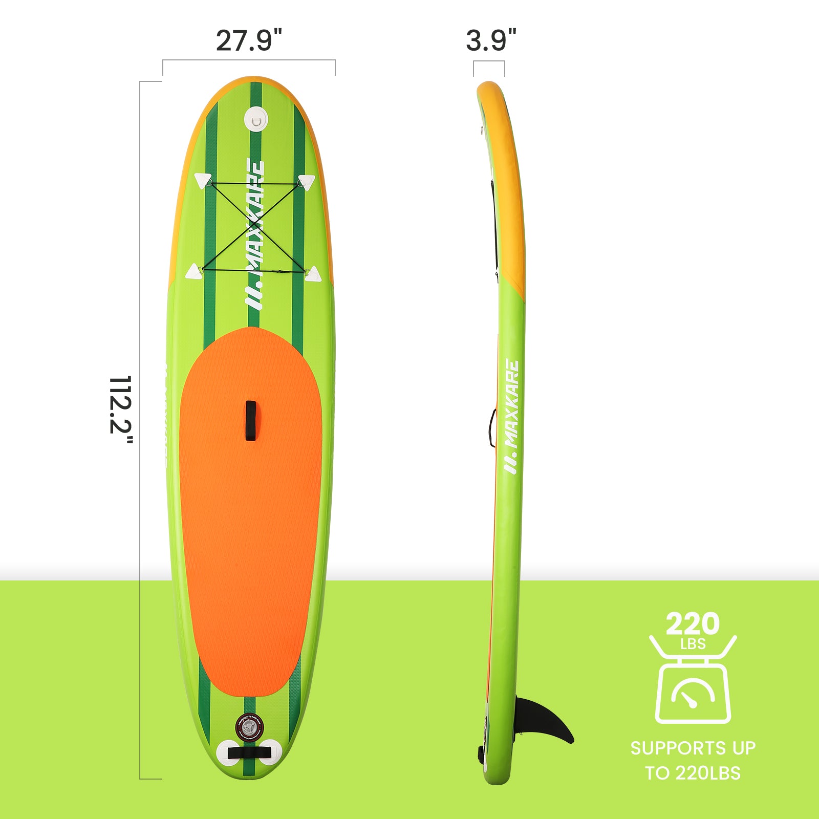 Load image into Gallery viewer, Maxkare Inflatable Stand Up Paddle Board for Kids Adult, with Adjustable Aluminum Paddle, Pump, Repair Kit, Backpack and Bottom Fin, 220lbs Load Capacity
