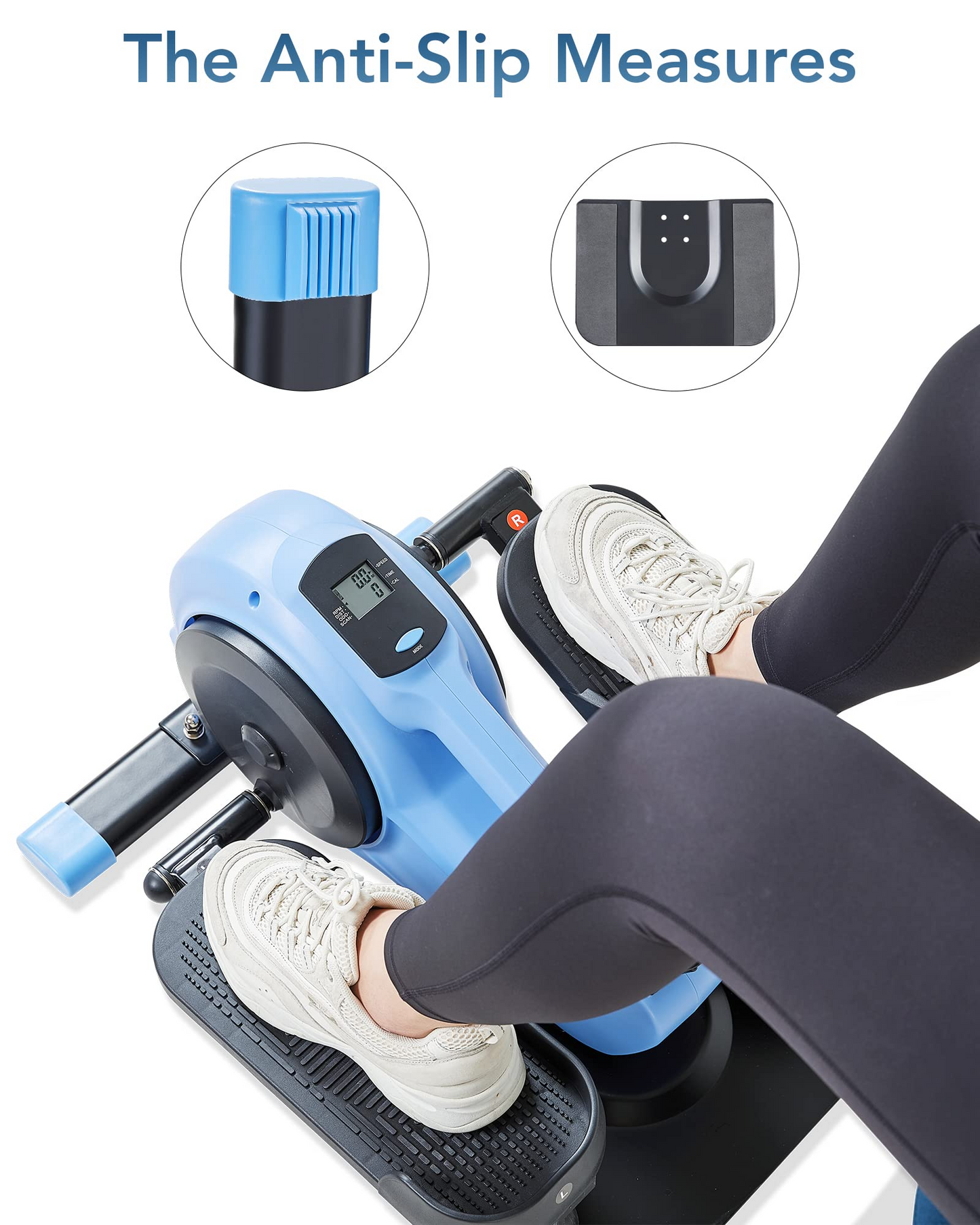 Maxkare Elliptical Trainer Pedal Exerciser, Under Desk Elliptical Training Machine with 8 Levels Adjustable Magnetic Resistance, Mini Elliptical Trainer Bike with LCD Monitor for Home Workout Office