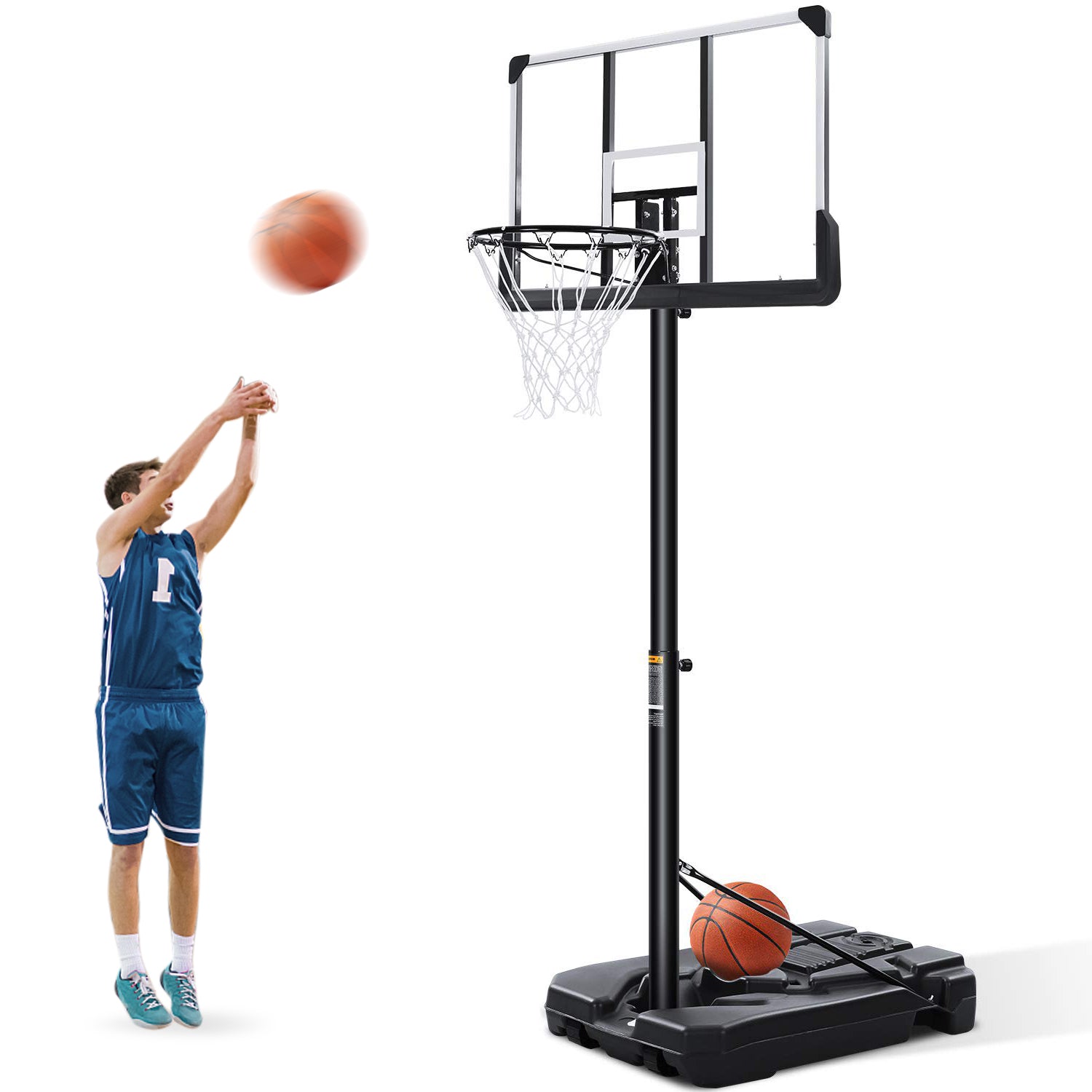 Load image into Gallery viewer, MaxKare Portable Basketball Hoop &amp; Goal Basketball System Basketball Equipment Height Adjustable 7ft 6 in-10ft with 44 Inch Backboard and Wheels for Youth Kids Indoor Outdoor
