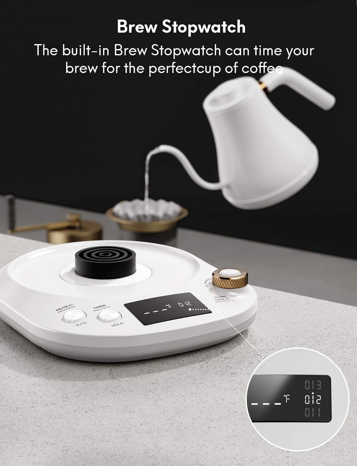 Gooseneck Kettle Temperature Control, Pour over Electric Kettle for Coffee  / Tea