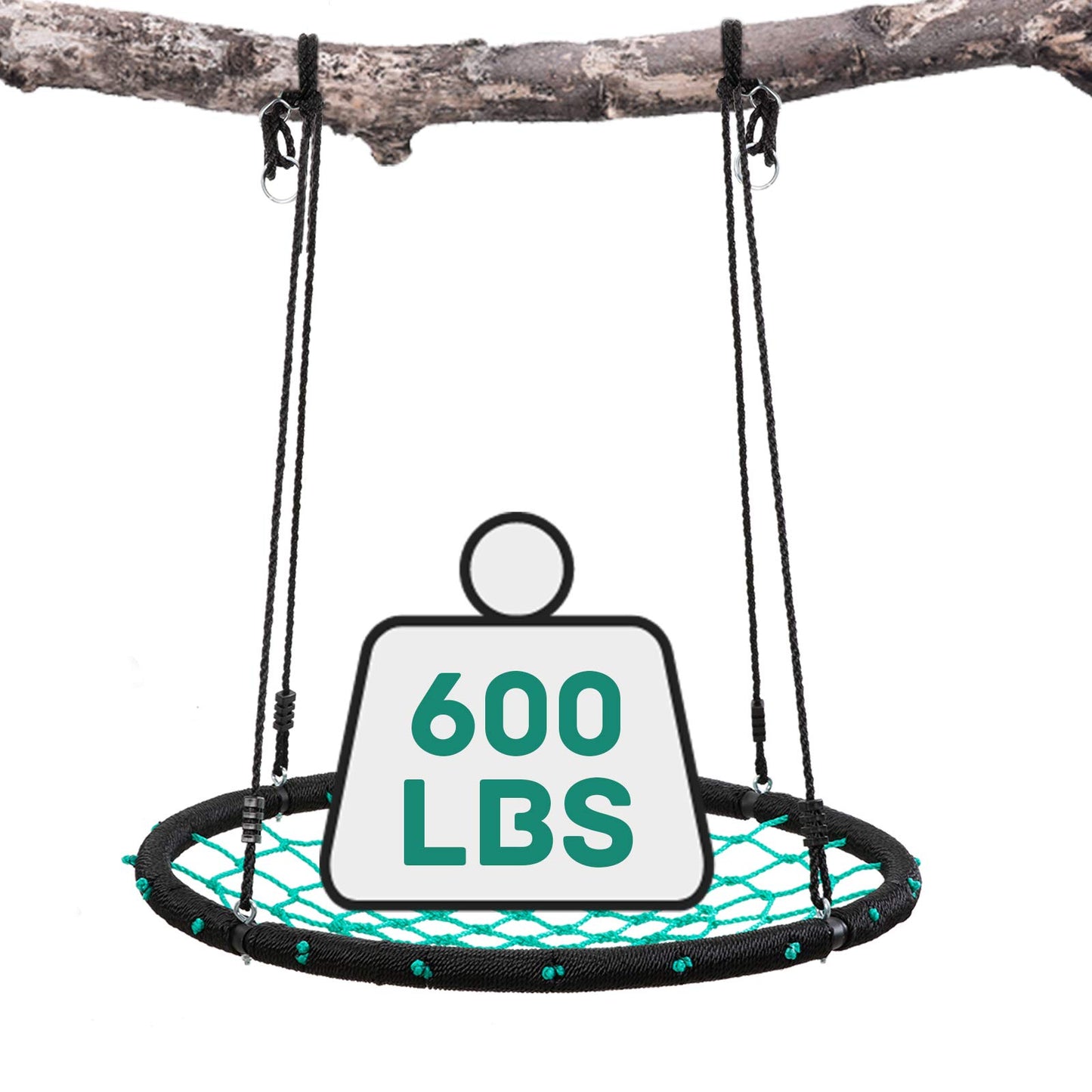 MaxKare 41'' Web Tree Swing Saucer Spider Swing Adjustable Detachable Nylon Rope Swing, Maximum Load of 600 Lbs, Indoor Outdoor Play Set Christmas Gift for Kids