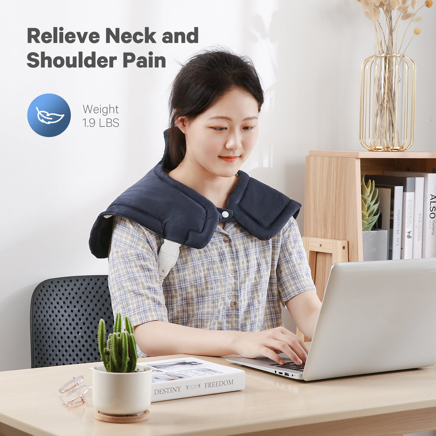 Maxkare 22x16inch Heating Pad for Back and Shoulder, Heat Wrap with Fast-Heating and 4 Heat Settings, 2 Hours Auto Shut Off Available, Dark Blue