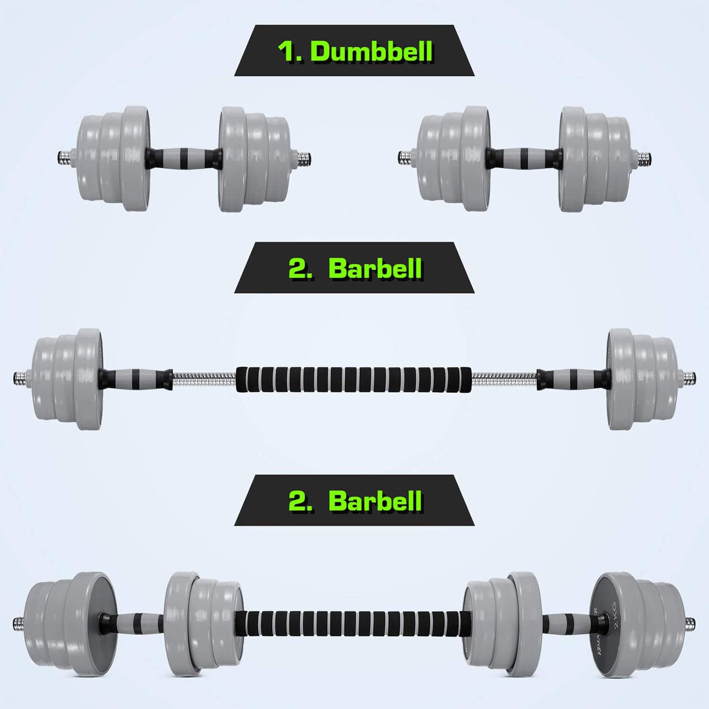 Adjustable Dumbbell Barbell Weight Set, 44 LB Dumbbell Barbell Set with Connecting Rod Used as Barbell Weight Set for Exercises Fitness, Home Gym Weights for Men and Women