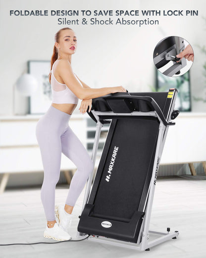 MaxKare Electric Treadmill Foldable 17" Wide Running Machine 3 Levels Manual Incline 1.5 HP Power 12 Preset Program Easy Assembly Max Speed 7.5MPH with Large Display & Cup Holder for Home Use