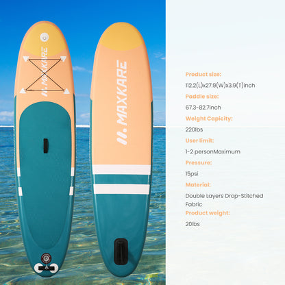 Maxkare Inflatable Stand Up Paddle Board for Kids Adult, 220 lbs Load Capacity, Pink