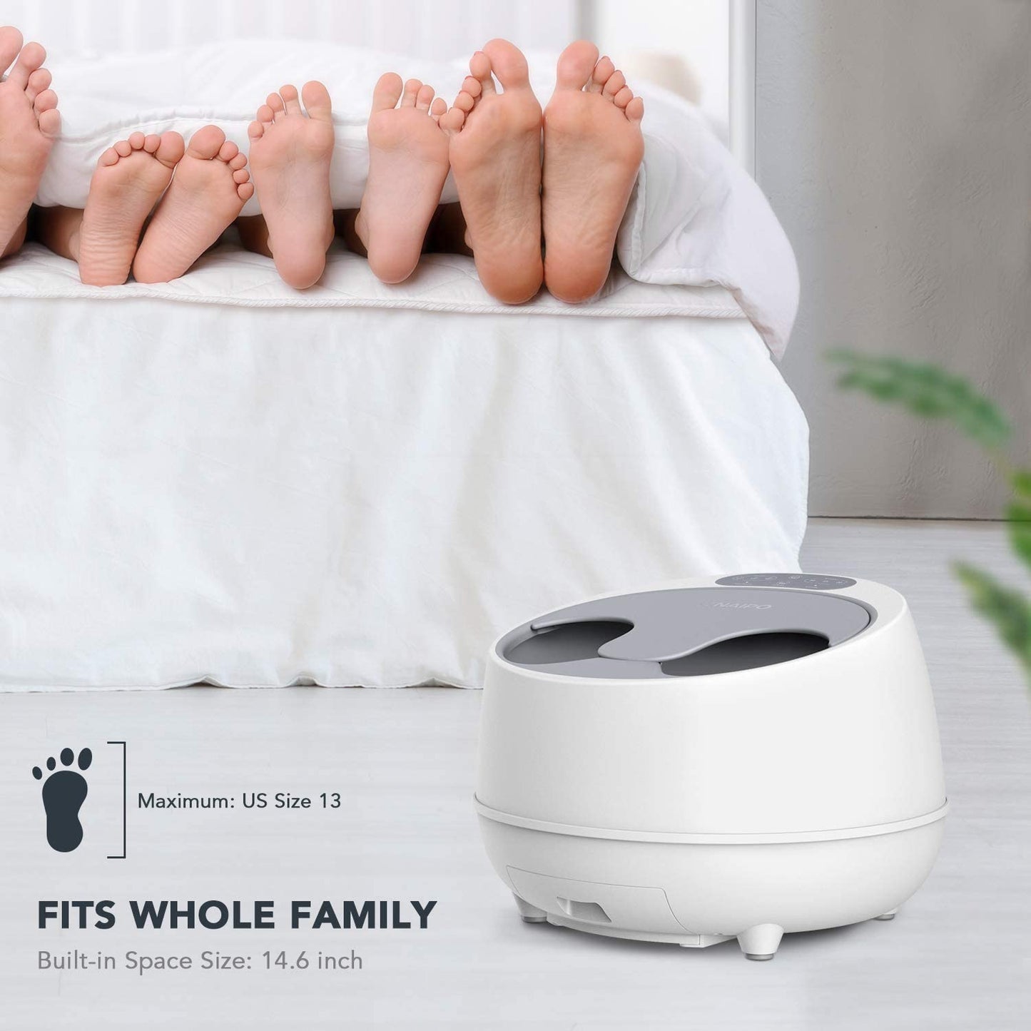 oFlexiSpa Steam Foot Spa Bath Massager with Electric Rollers, 3 Heating Levels and 2 Intensities for Feet Reflexology, 3 Adjustable Timers, Soothe Tired Feet, Water Saving Technology for Home Use