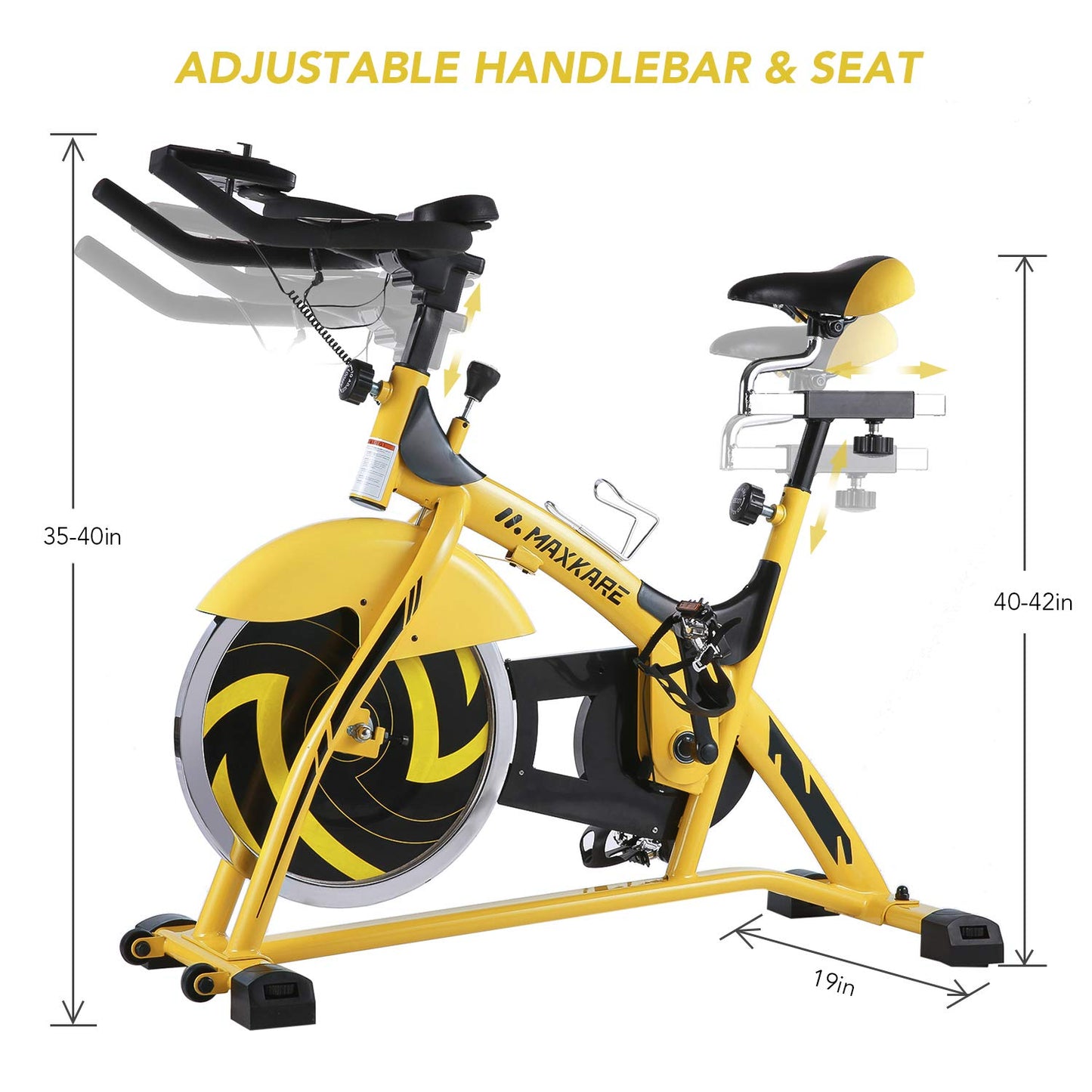 MaxKare 44lbs Flywheel Exercise Bike Stationary Bike Belt Drive with Pulse Sensor/LCD Monitor/Ipad Mount/ Adjustable Handlebar Indoor Cycling Bike for Home Cardio Workout