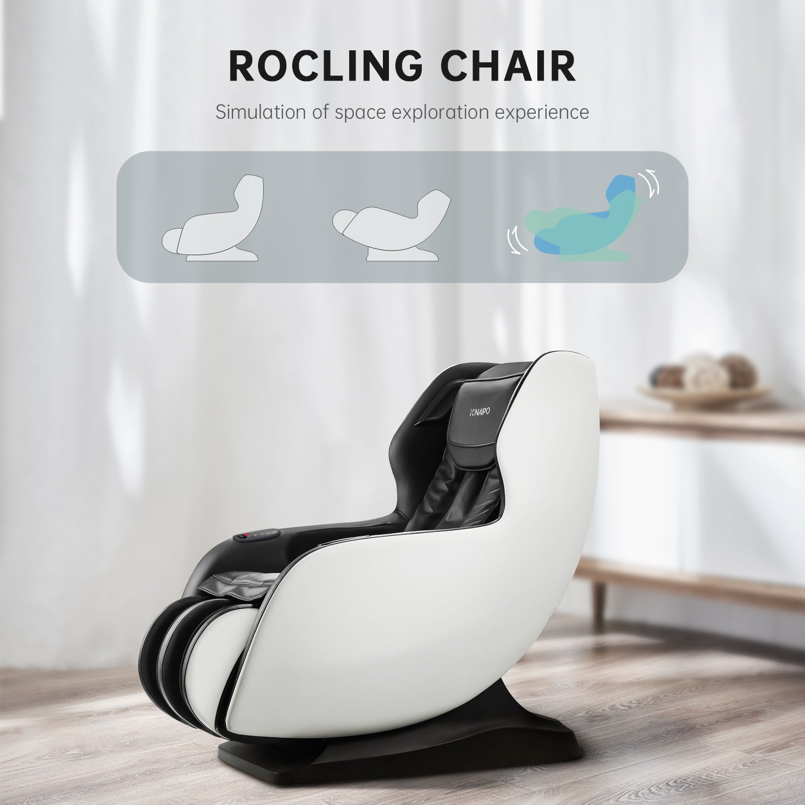 Load image into Gallery viewer, Naipo Full Body Massage Chair Recliner with Built-in Heat, Zero Gravity Massage Recliner, Airbag Massage, Bluetooth Speakers, White&amp;Black
