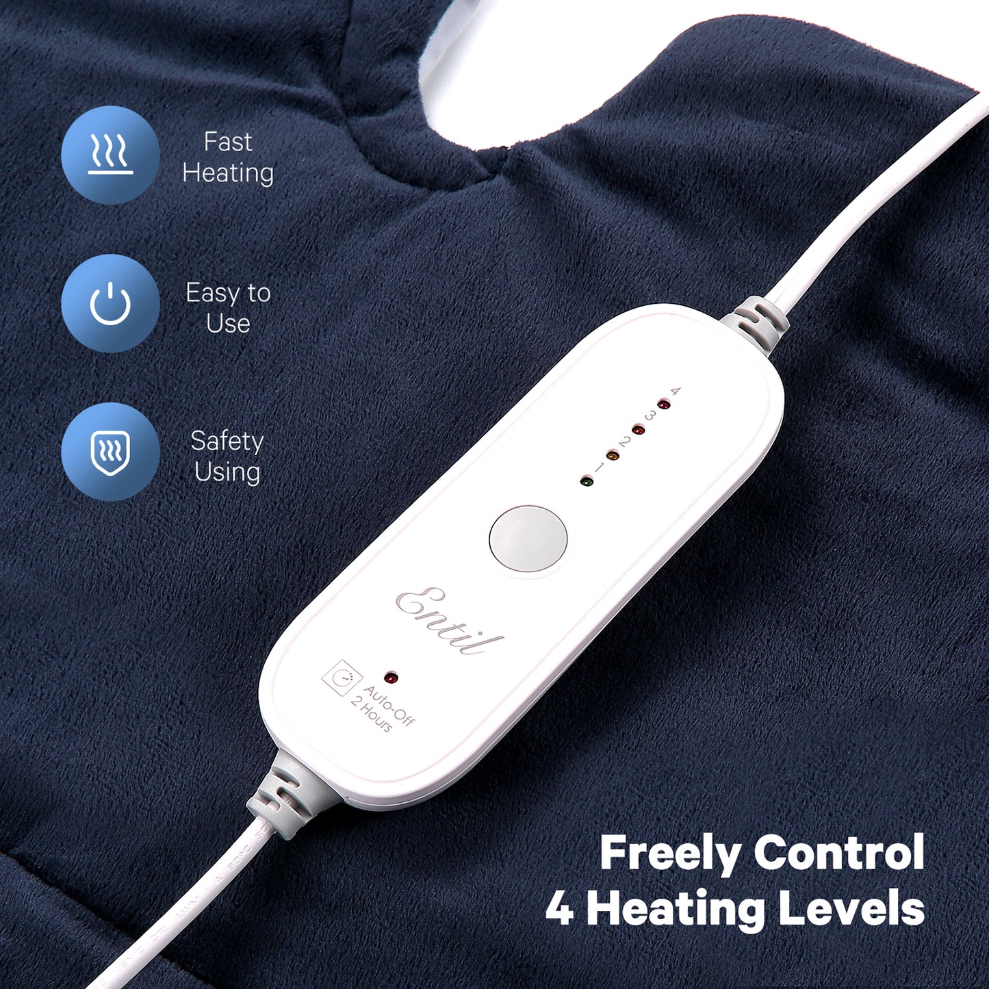 Maxkare 22x16inch Heating Pad for Back and Shoulder, Heat Wrap with Fast-Heating and 4 Heat Settings, 2 Hours Auto Shut Off Available, Dark Blue