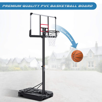 44inch Basketball Hoop Basketball System, 6 ft 7 in to 10 ft Height Adjustable Portable Basketball Goal Basketball Equipment with Big Backboard & Wheels and Large Base
