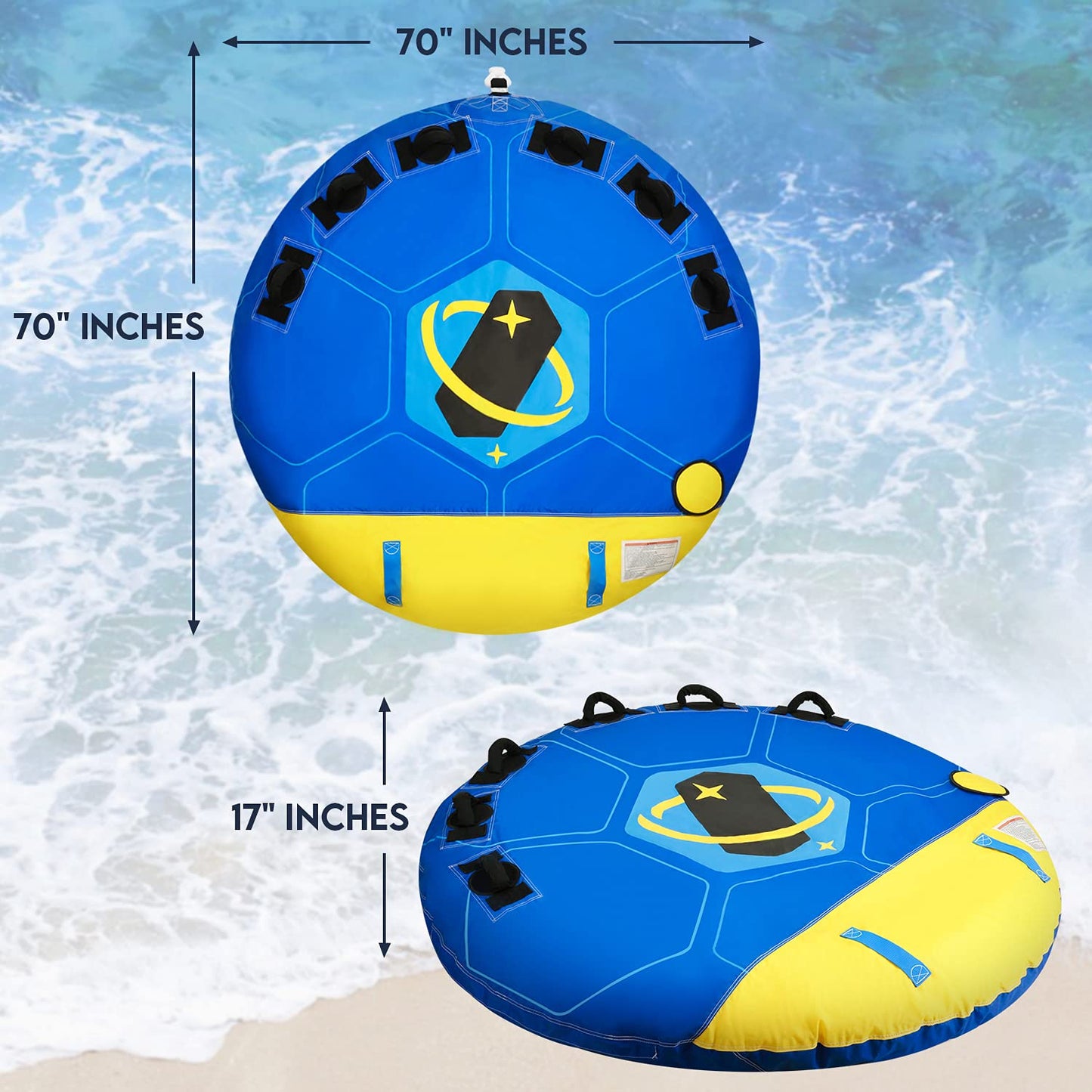 Maxkare 1-3 Riders 70inch Towable Tube for Boating Inflatable Boat Tube for Youth Adult Have Fun in Oceans, Lake, Blue