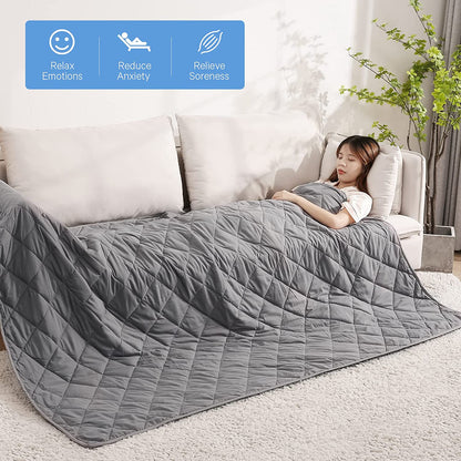 Weighted Blanket Queen Size 20 lbs for Adults (60" x 80", Grey) Cooling Breathable Heavy Blanket Microfiber Material with Nontoxic Glass Beads Soft Thick Comfort Blanket for Deeper Sleep