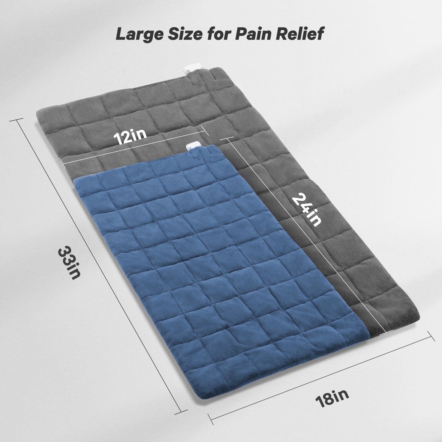 MaxKare Full Weighted Heating Pad for Back Pain & Cramps Relief, 18" X 33" Fast Heating Pad for Neck Shoulder Relief-Grey