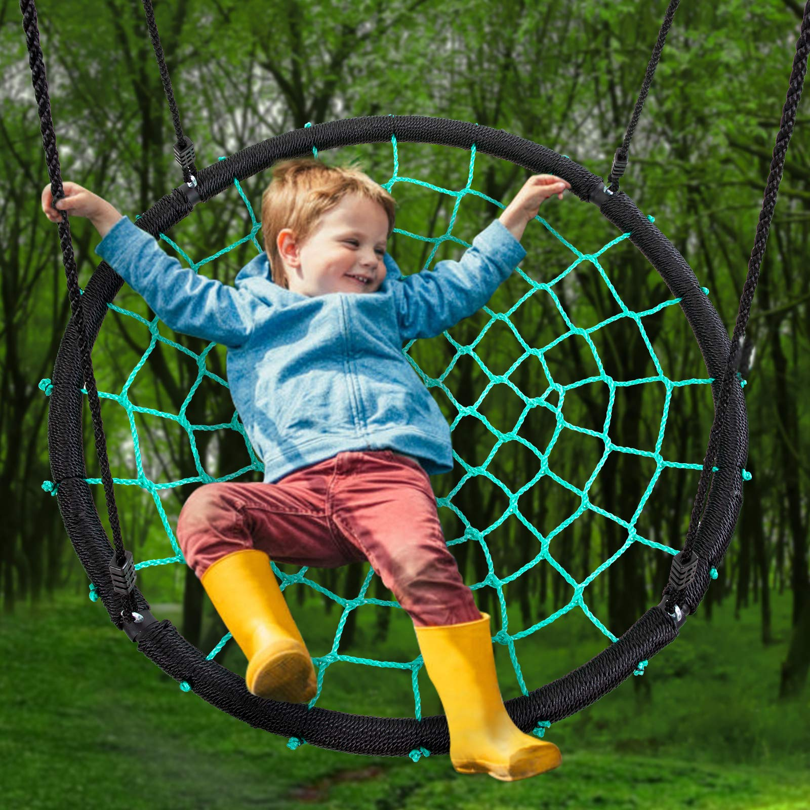 Load image into Gallery viewer, MaxKare 41&#39;&#39; Web Tree Swing Saucer Spider Swing Adjustable Detachable Nylon Rope Swing, Maximum Load of 600 Lbs, Indoor Outdoor Play Set Christmas Gift for Kids
