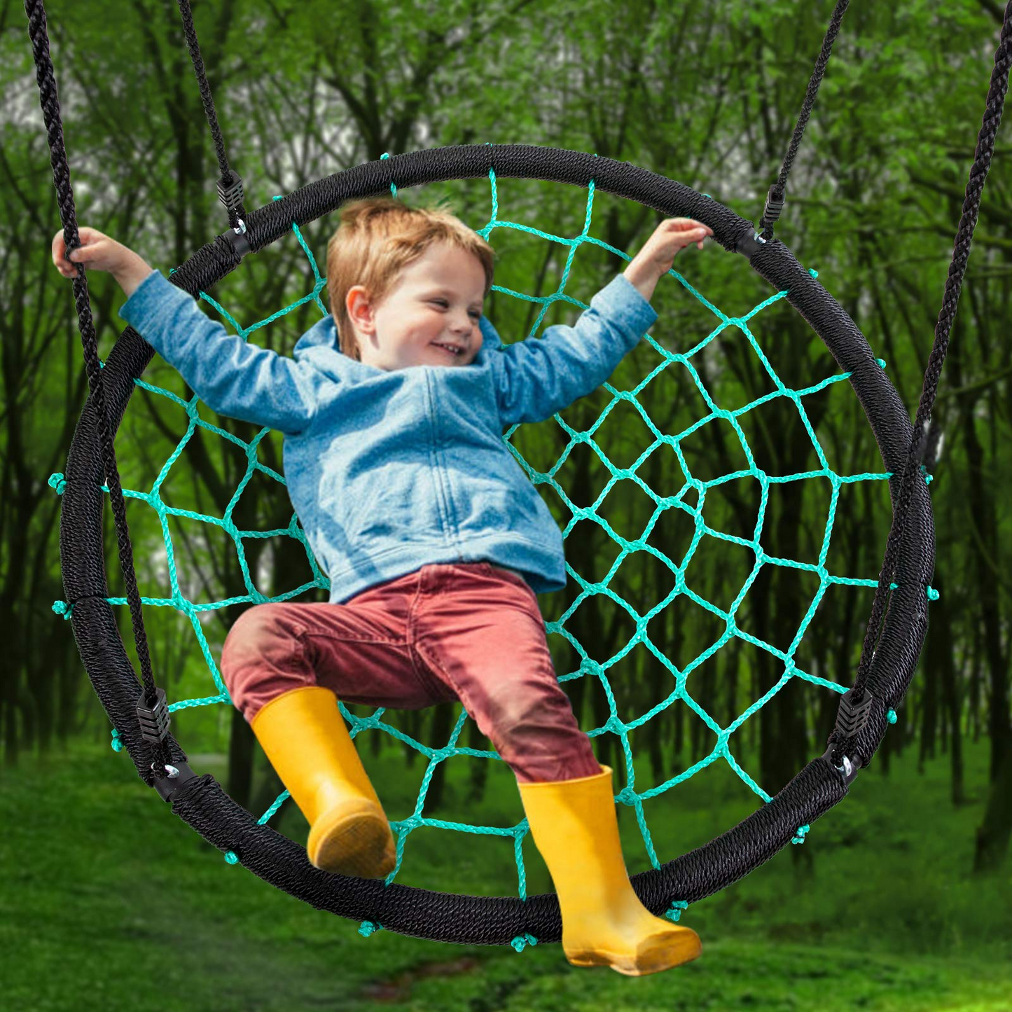 MaxKare 41'' Web Tree Swing Saucer Spider Swing Adjustable Detachable Nylon Rope Swing, Maximum Load of 600 Lbs, Indoor Outdoor Play Set Christmas Gift for Kids