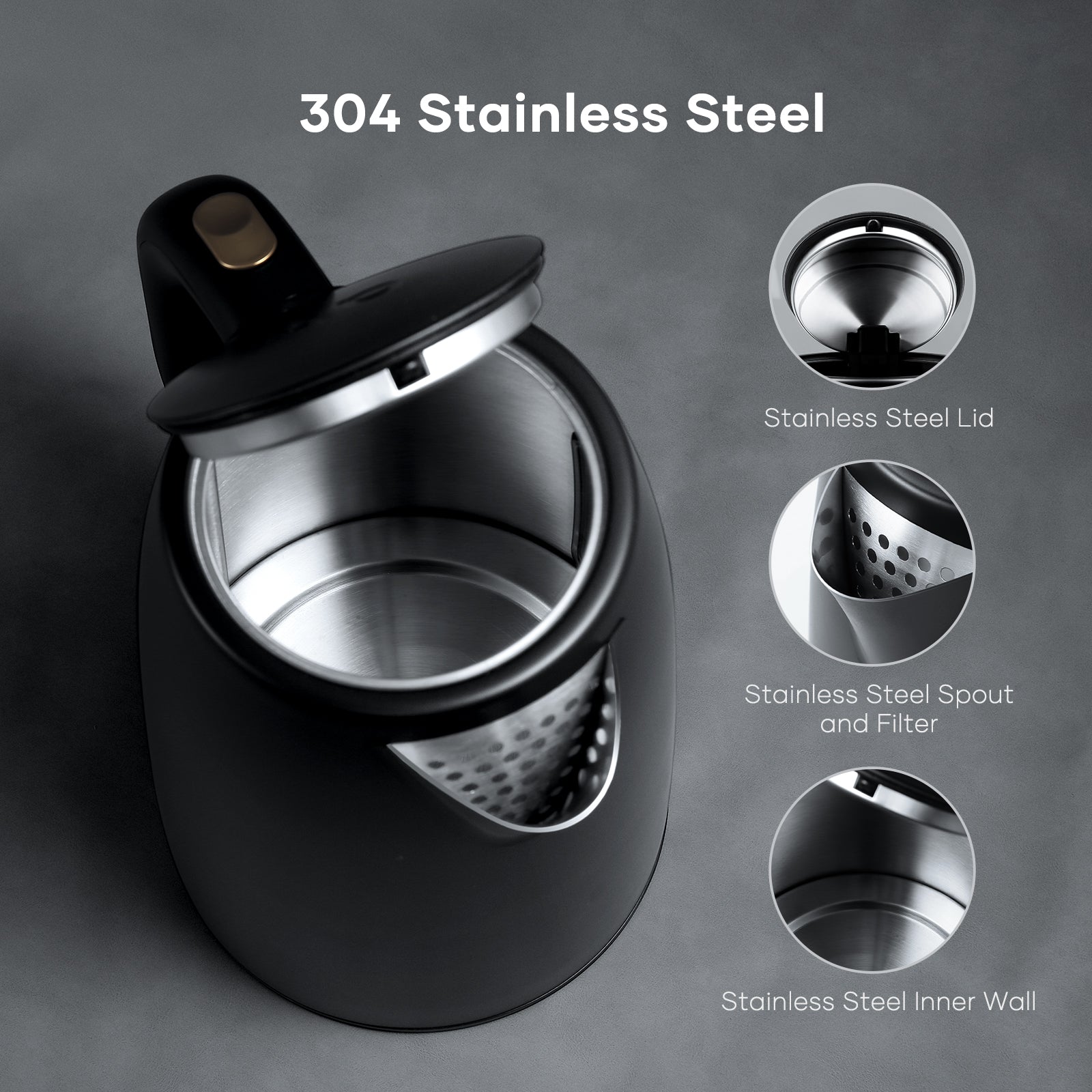 Load image into Gallery viewer, Stainless Steel 1.7L Electric Kettle 1500W Fast Boil with Auto Shut-Off and Boil-Dry Protection
