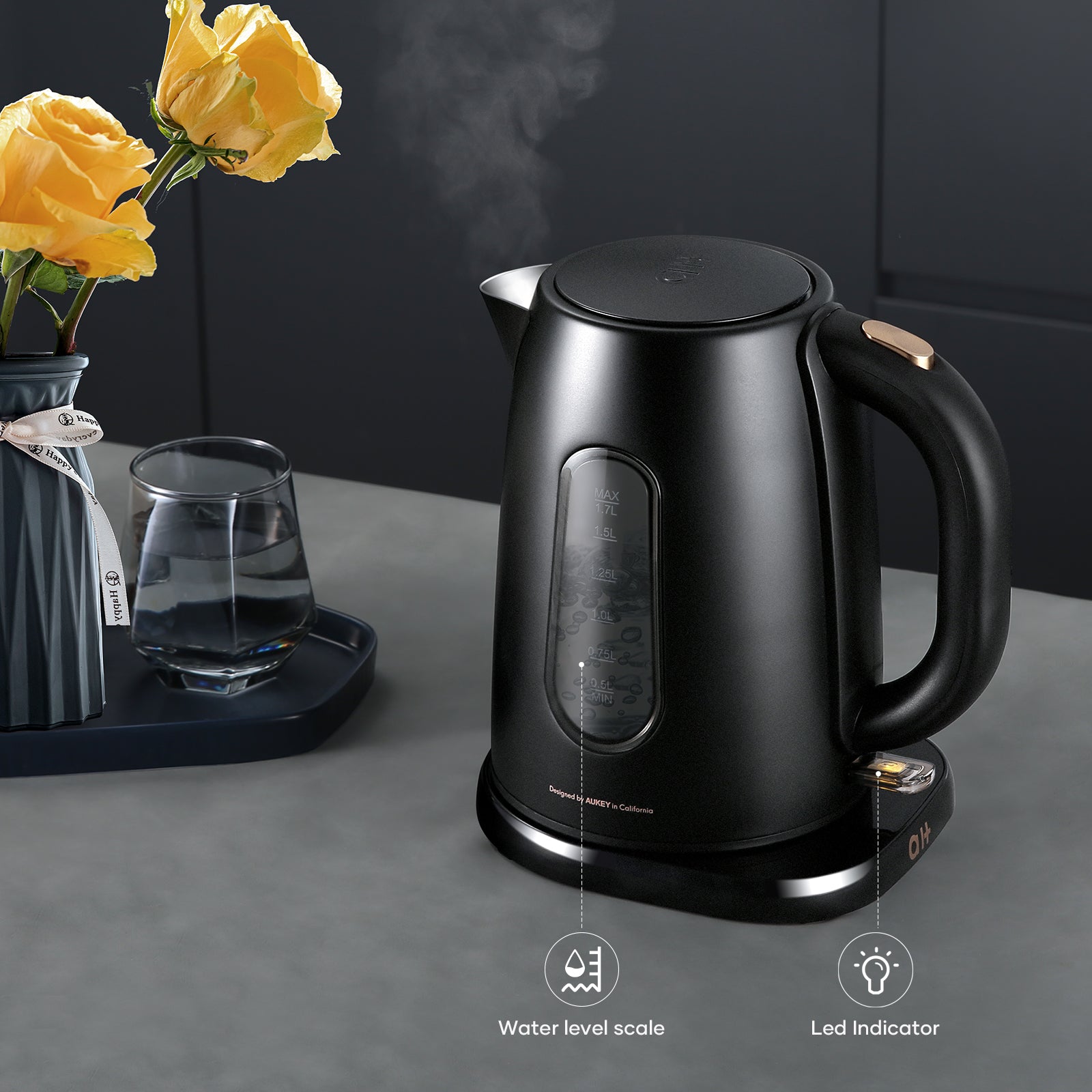 Load image into Gallery viewer, Stainless Steel 1.7L Electric Kettle 1500W Fast Boil with Auto Shut-Off and Boil-Dry Protection
