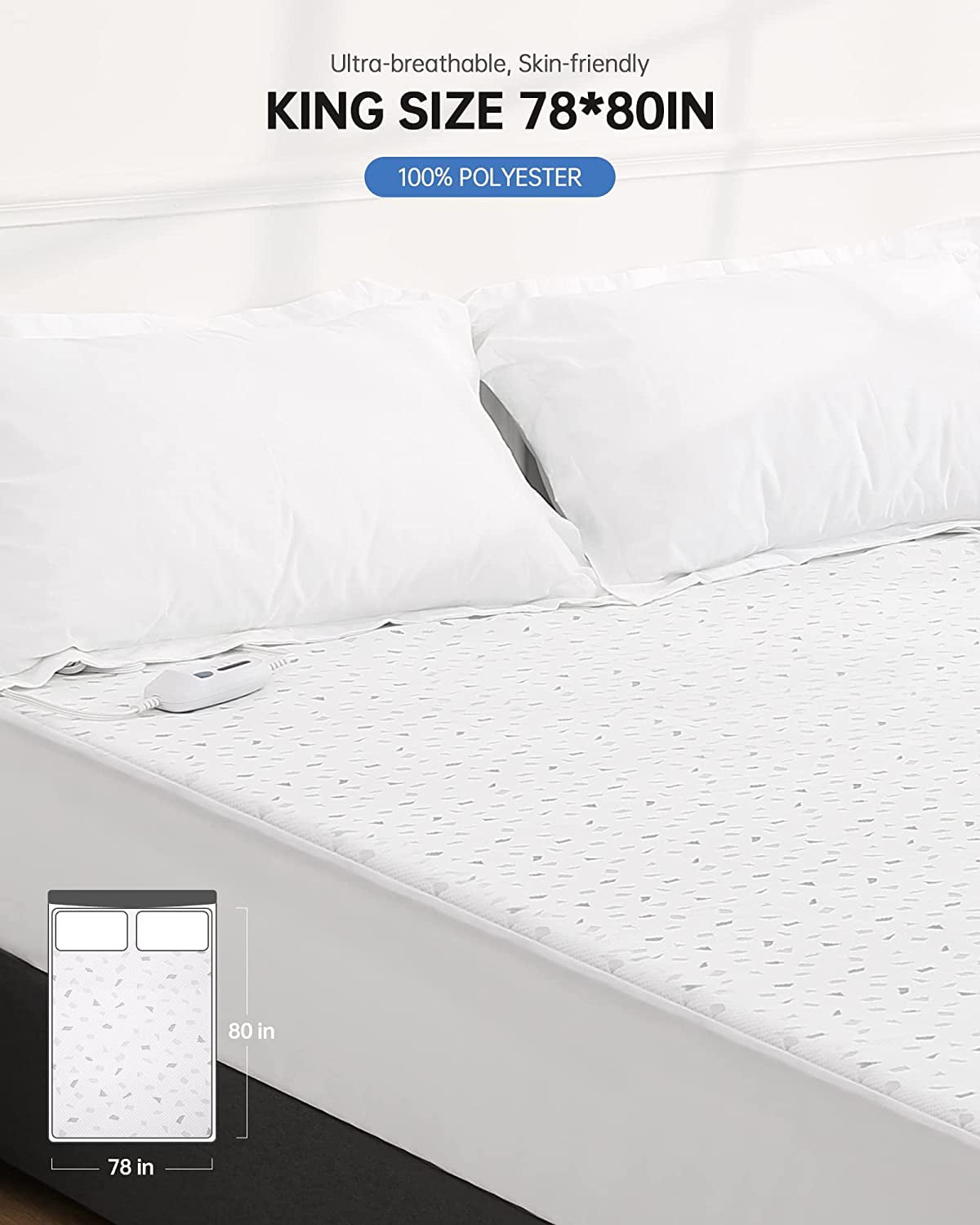 Load image into Gallery viewer, MaxKare King Size Heated Mattress Pad, Electric Bed Warmer Pad with Dual Controllers,, Adjustable 4 Heating Levels &amp; 10H Auto Off Settings, ETL Certification, Machine Washable
